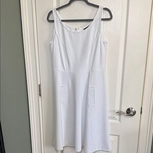 Brooks Brothers White Sleeveless Fit & Flare Dress Size 8